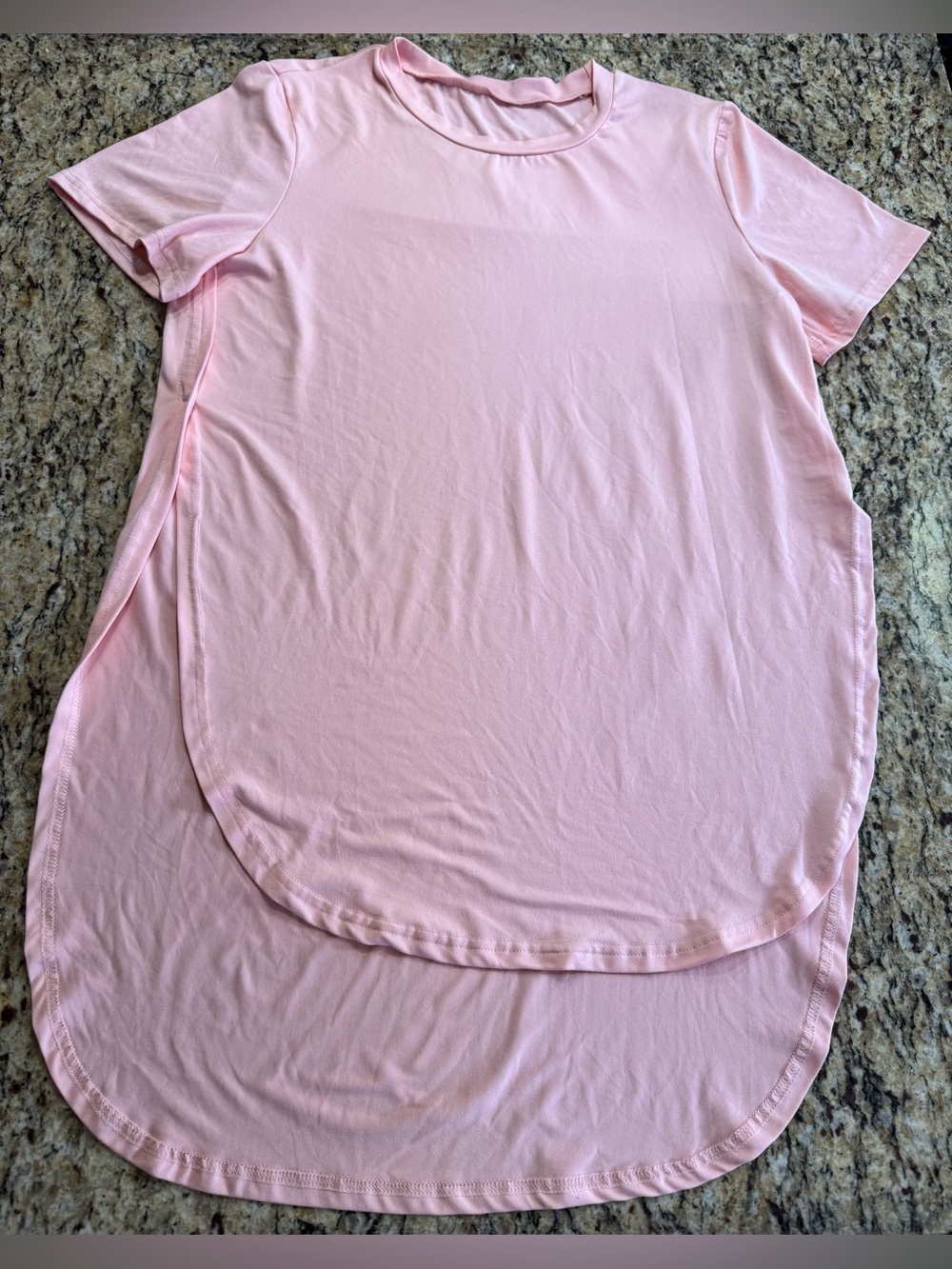 ❤️ Light Pink Short Sleeve Tunic Top Womens Shirt Blouse Summer B5